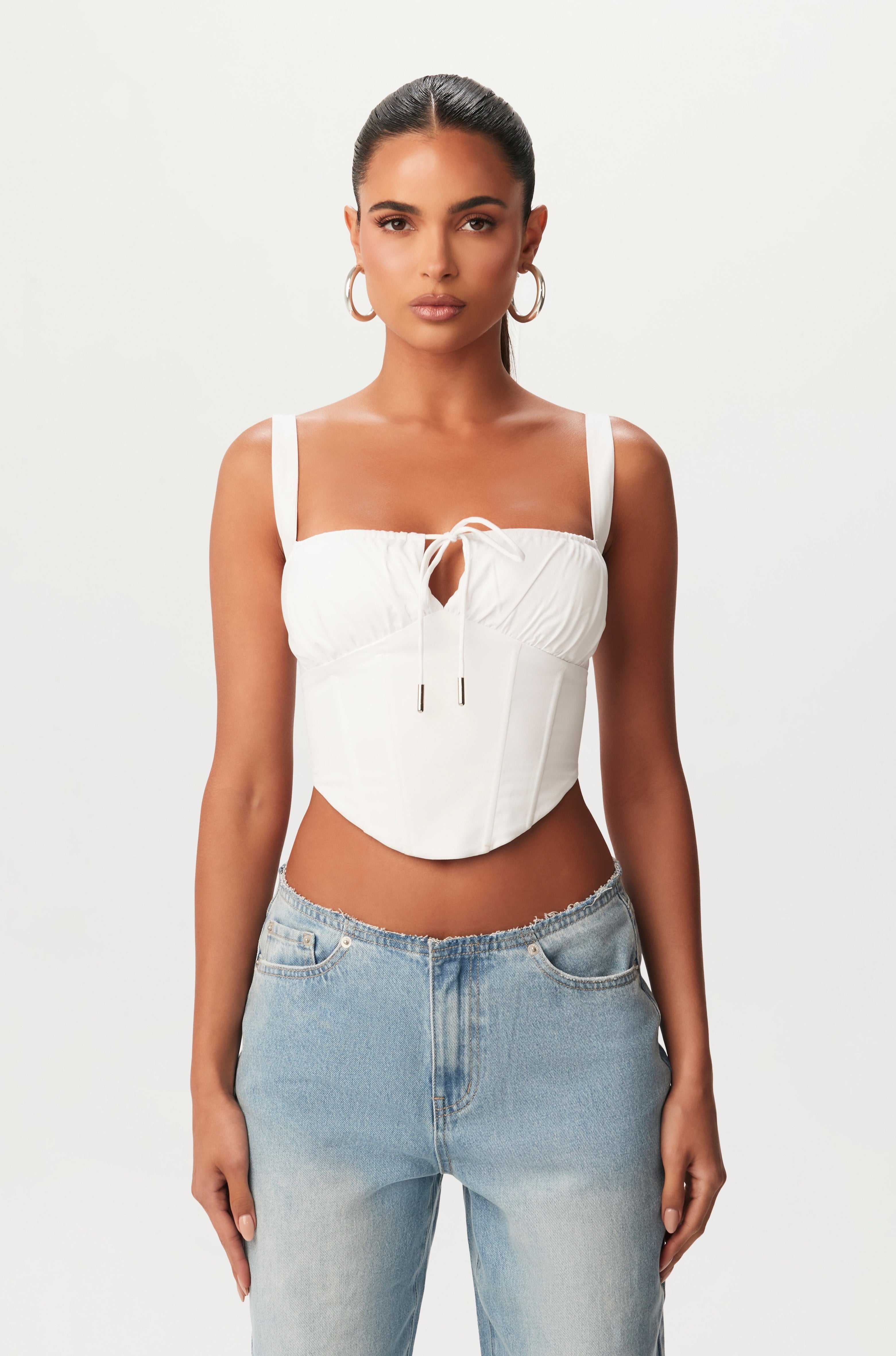 Shirting Ruched Corset Top