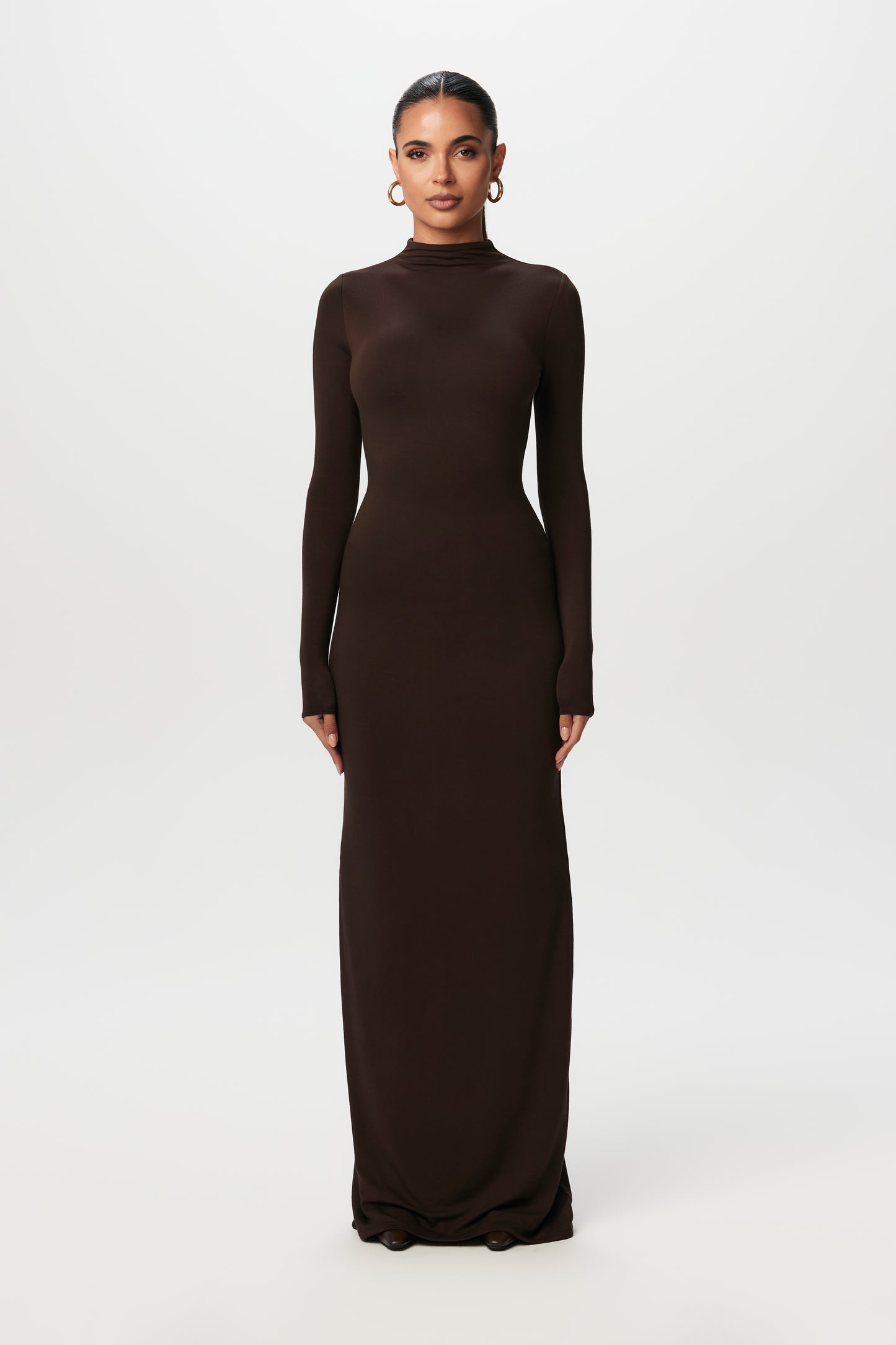 Smooth Mock Neck Maxi Dress