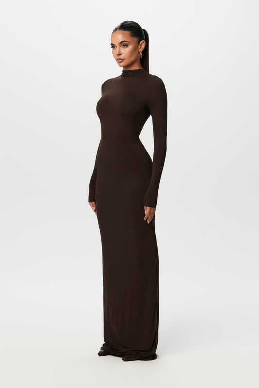 Smooth Mock Neck Maxi Dress