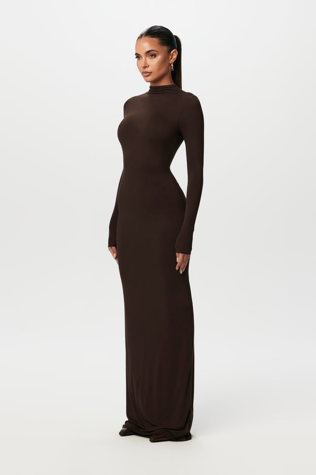 Smooth Mock Neck Maxi Dress