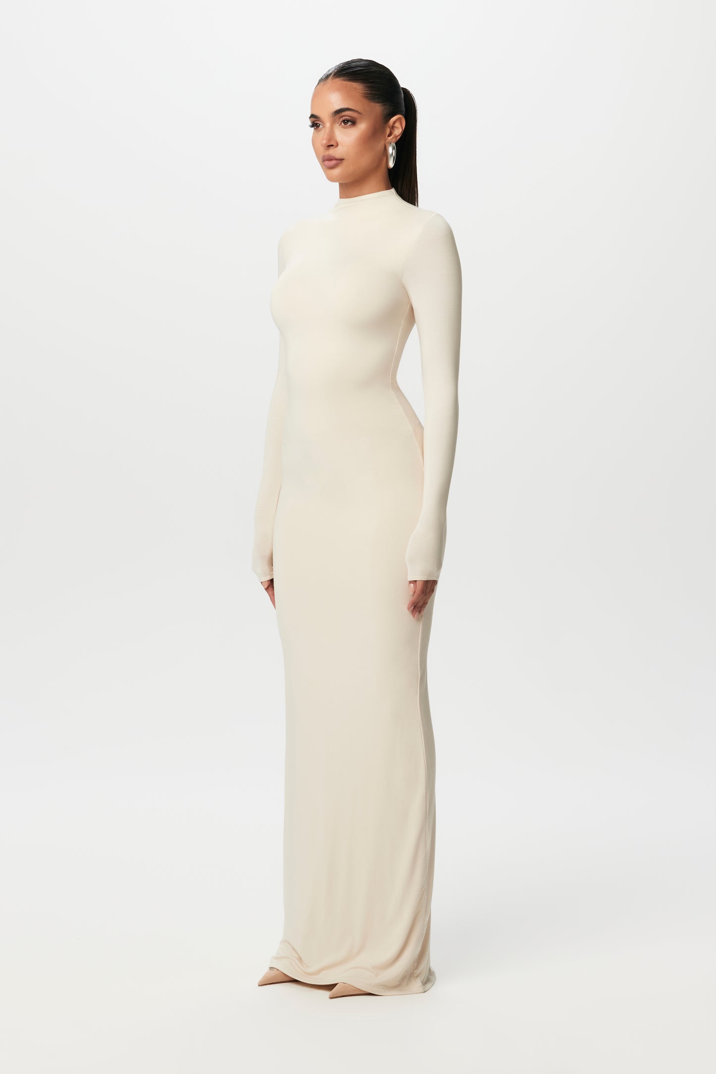 Smooth Mock Neck Maxi Dress