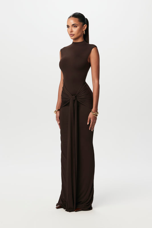 Smooth Sleeveless Draped Tie Dress