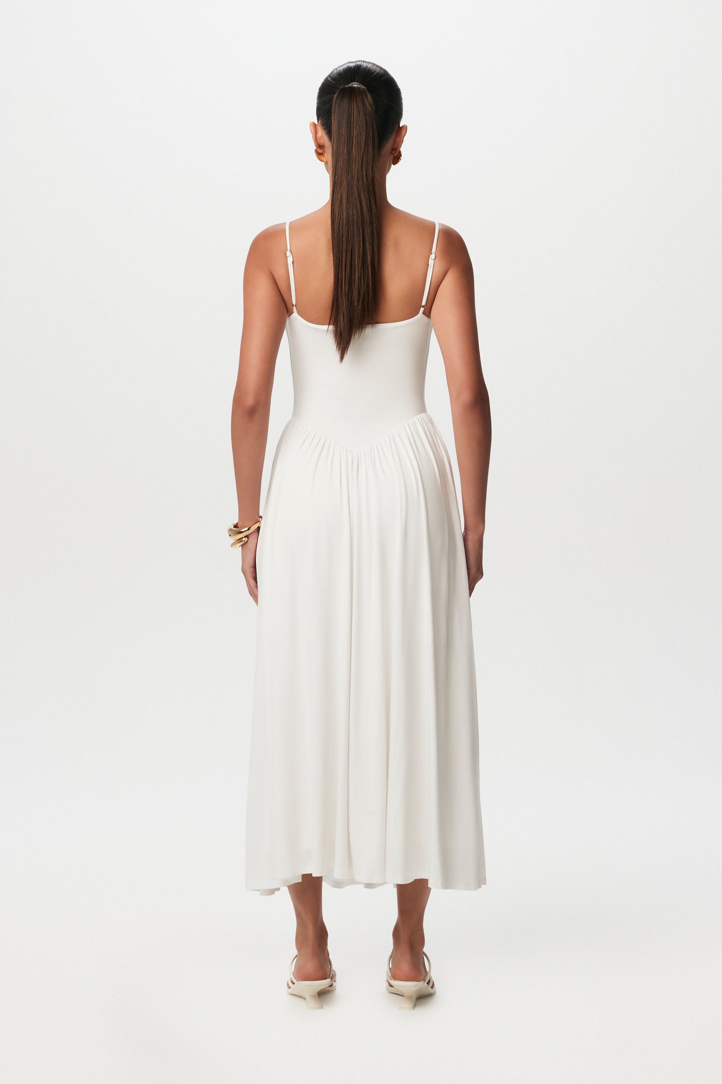 Smooth Shirred Tank Midi Dress