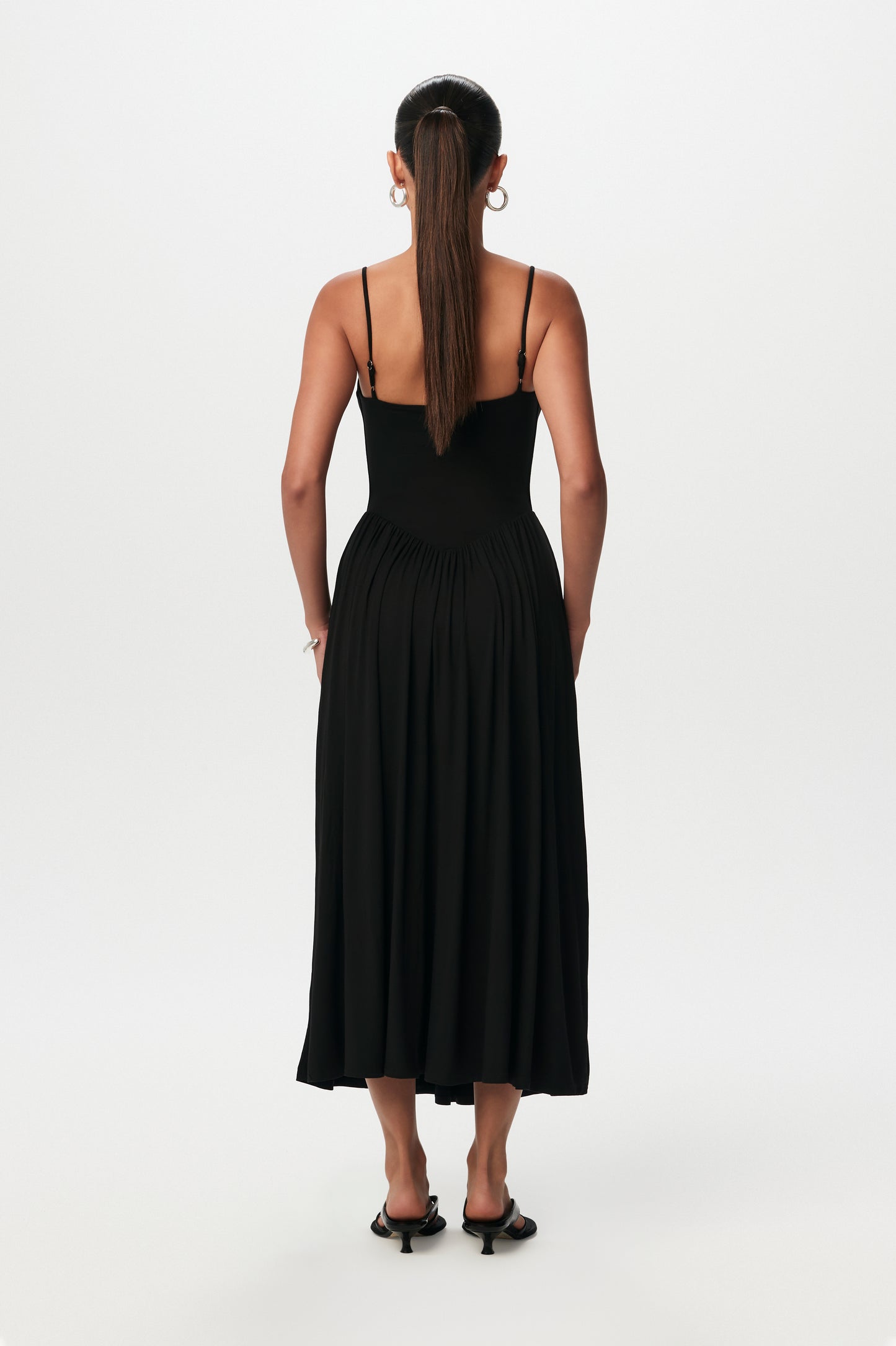 Smooth Shirred Tank Midi Dress