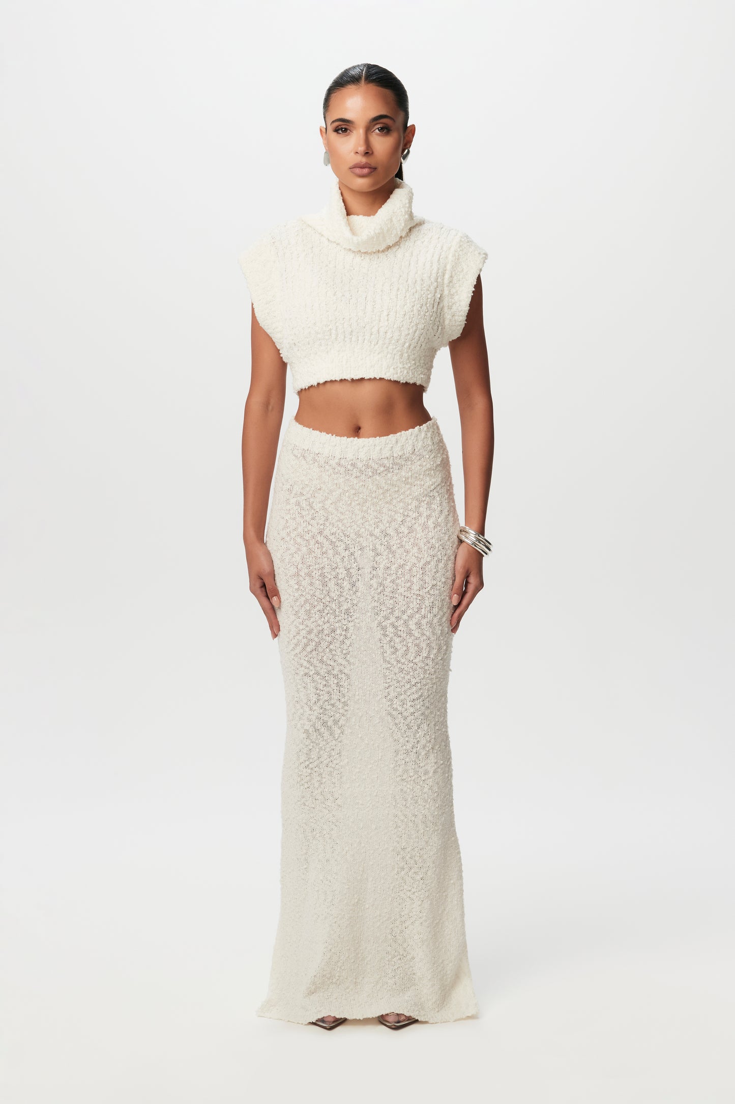 Bouclé Knit Maxi Skirt