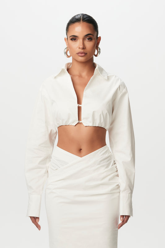 Shirting Hook & Eye Crop Top