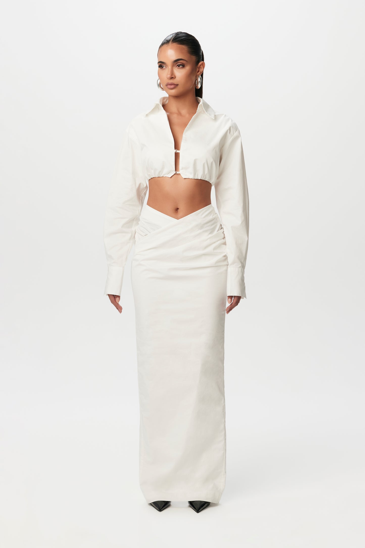 Shirting Hook & Eye Crop Top