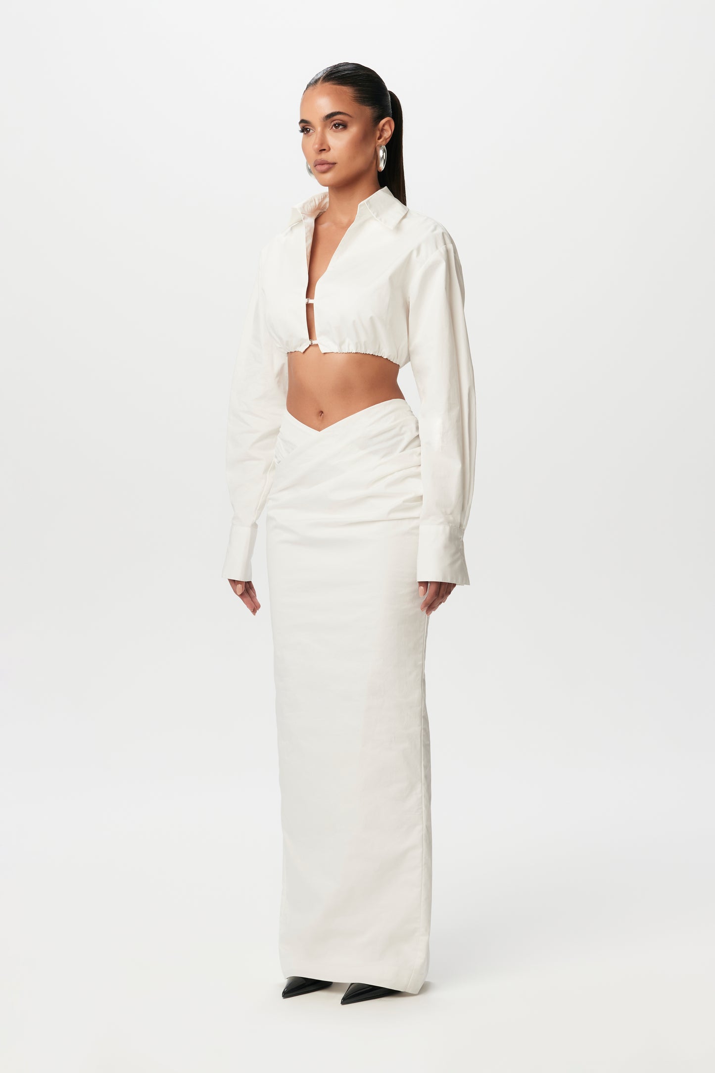 Shirting Hook & Eye Crop Top