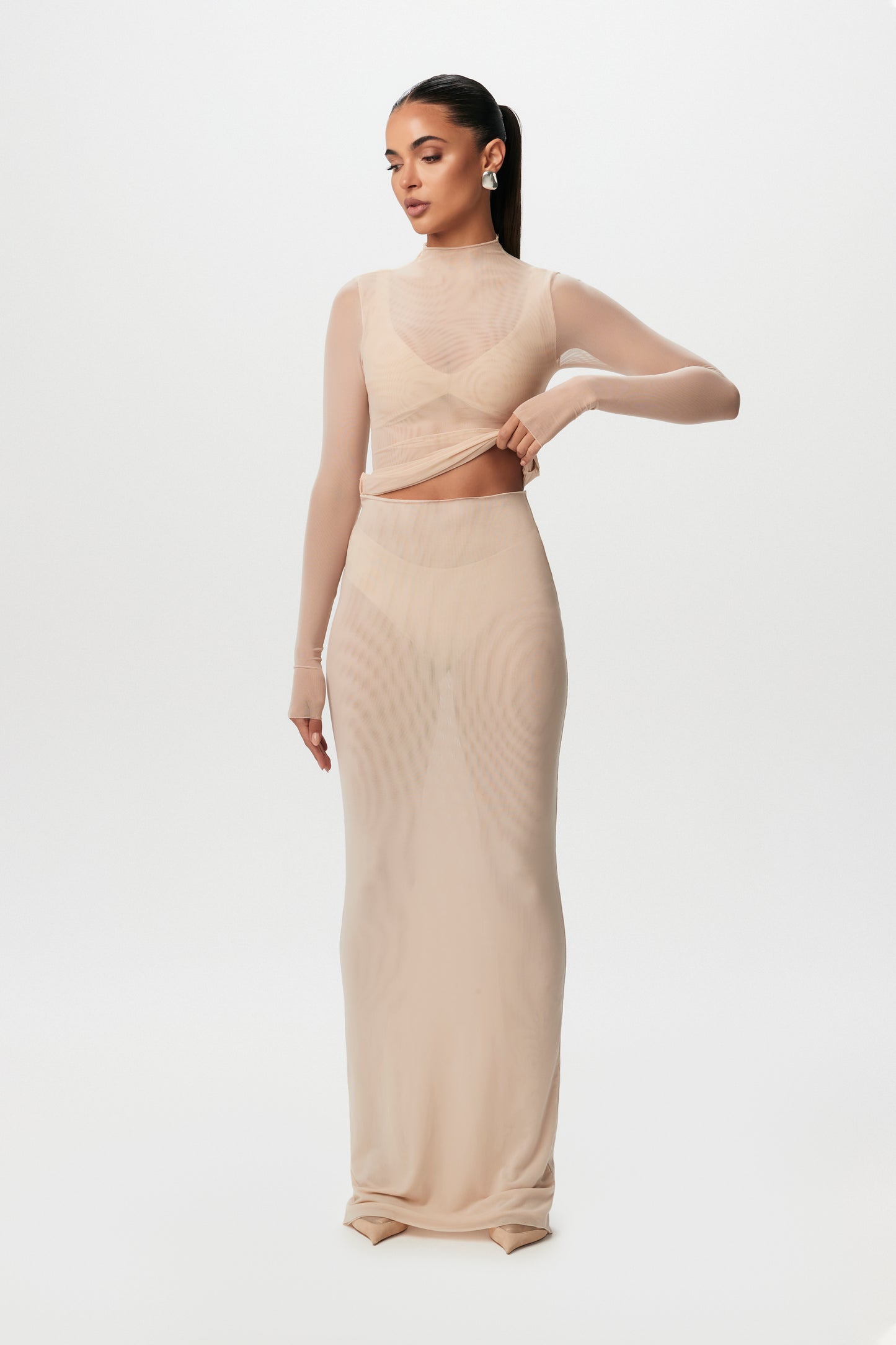 Mesh Sheer Maxi Skirt