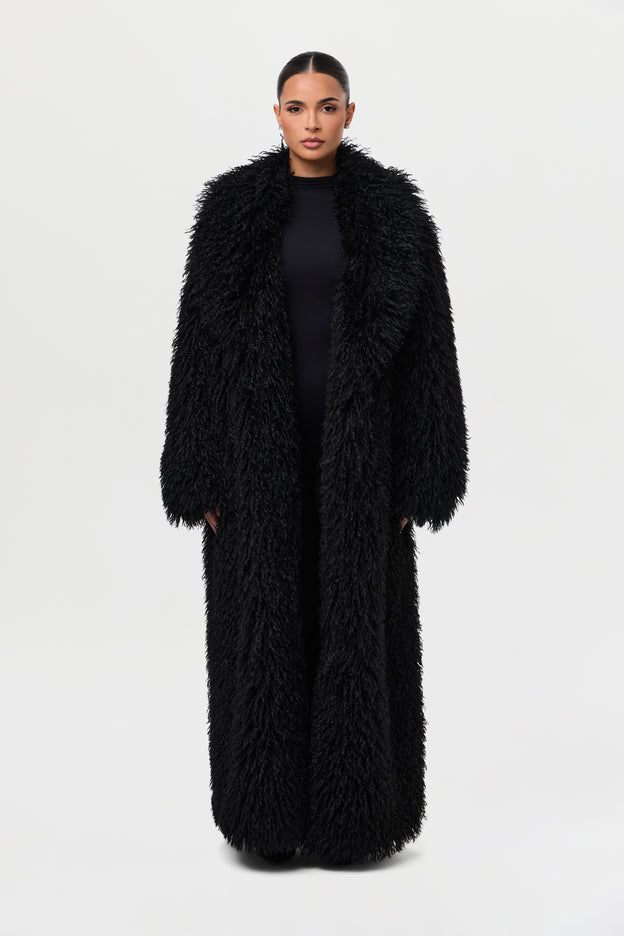 Faux Fur Plush Long Coat