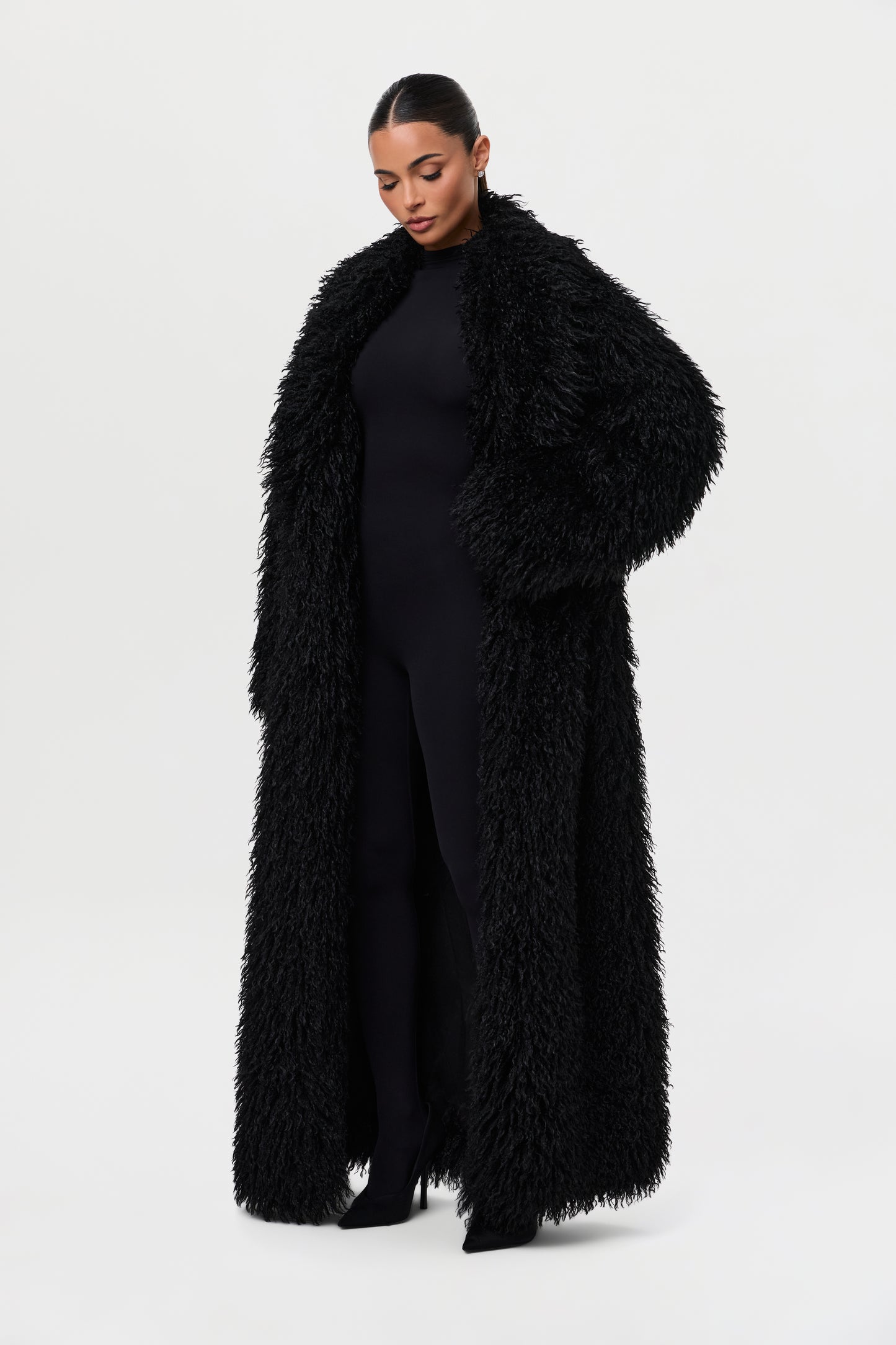 Faux Fur Plush Long Coat