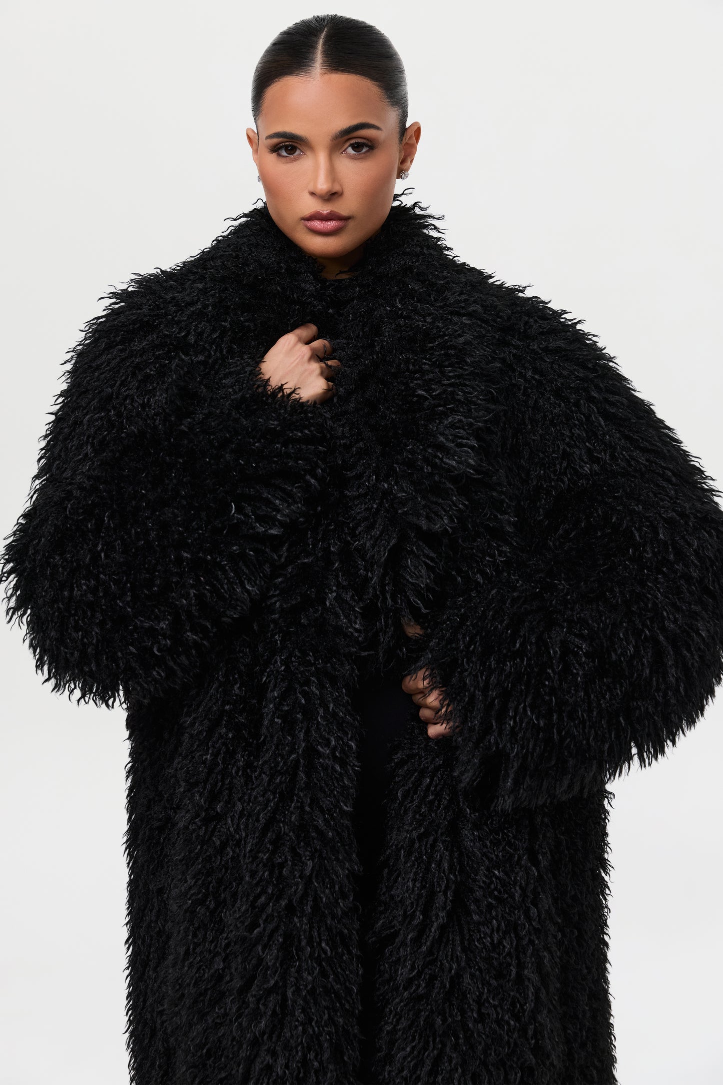 Faux Fur Plush Long Coat