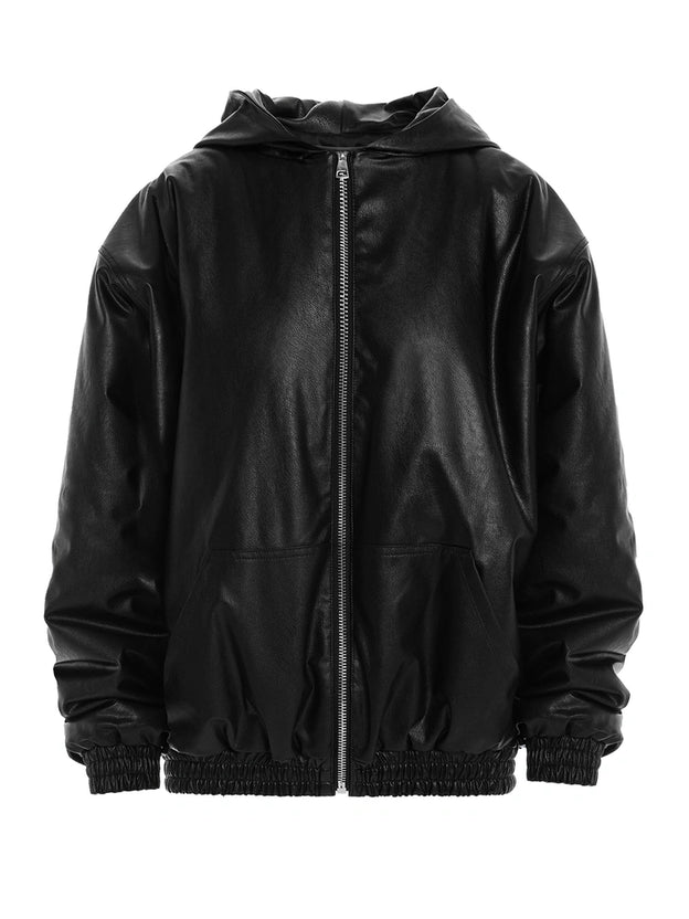 LAST NEST / leather zip hoodie（LAST NEST レザージップ