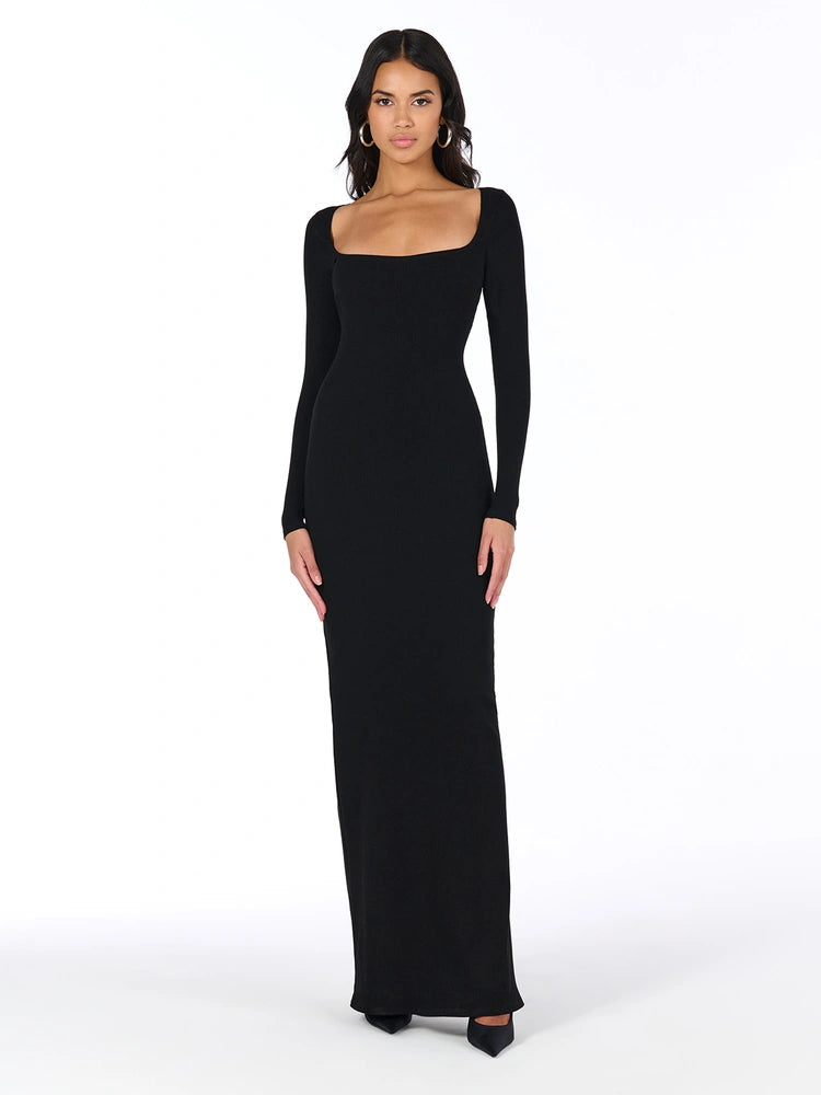 Snatched Square Neck Maxi Dress