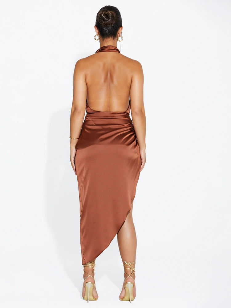 Satin Ruched Midi Skirt – Naked Wardrobe