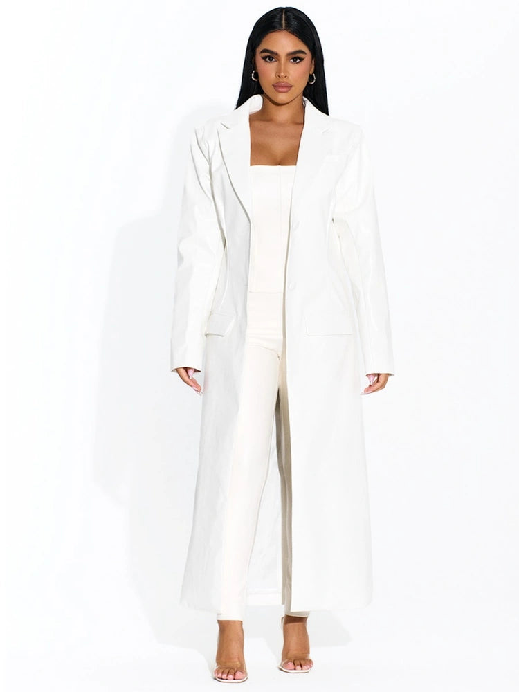 Vegan Leather Blazer Coat