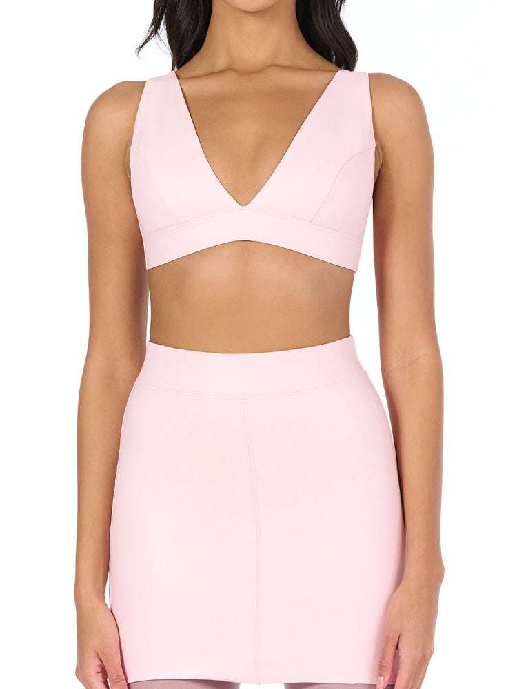 Human Nature Vegan Leather Cropped Bustier Top