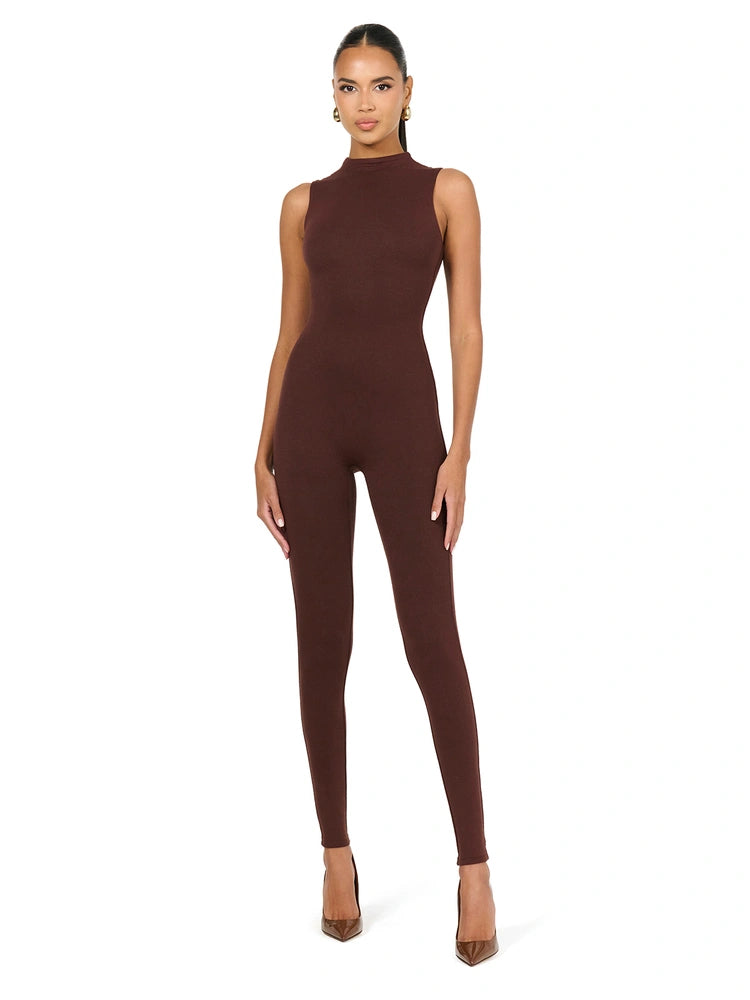 Naked Wardrobe $78 NWOT Cutout Jumpsuit Chocolate Size M