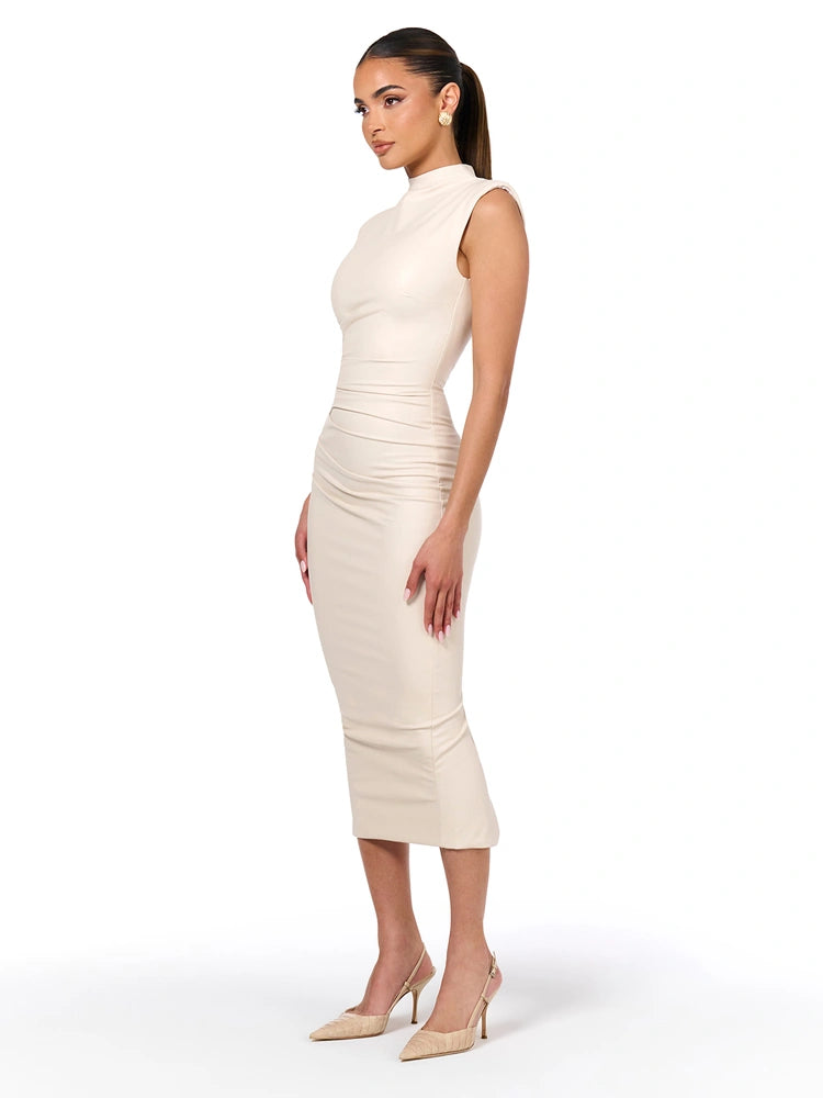 Vegan Leather Sleeveless Dress