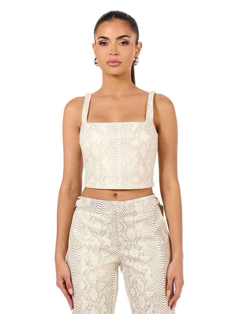 Vegan Leather Tank Crop Top