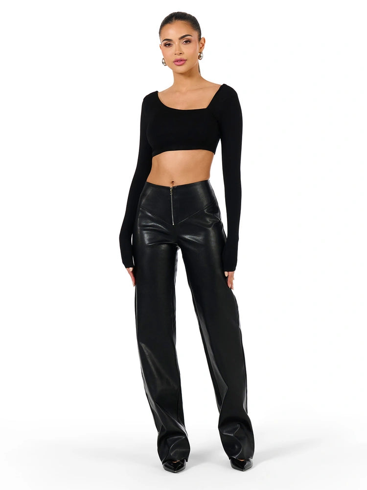 The Faux Leather Zip Up Pant